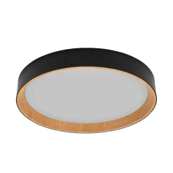 OSRAM LED-kattovalaisin ORBIS LARIOS, musta/puu, halkaisija 49 cm, himmennettävä