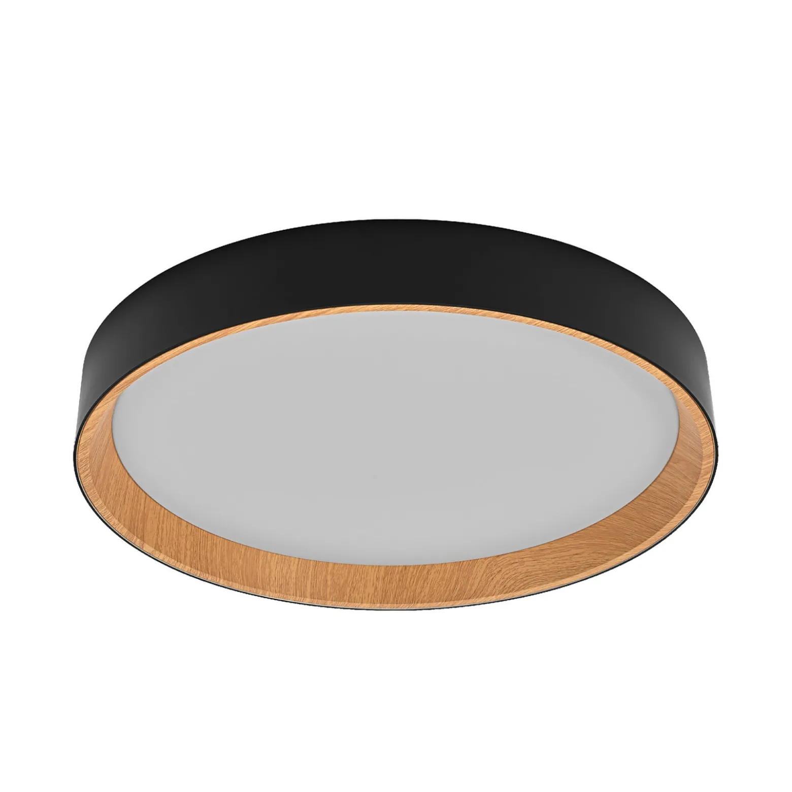 OSRAM LED-kattovalaisin ORBIS LARIOS, musta/puu, halkaisija 49 cm, himmennettävä