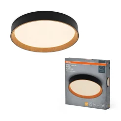 OSRAM LED-kattovalaisin ORBIS LARIOS, musta/puu, halkaisija 49 cm, himmennettävä