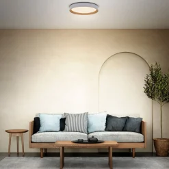 OSRAM LED-kattovalaisin ORBIS LARIOS, valkoinen/puu, halkaisija 29 cm,