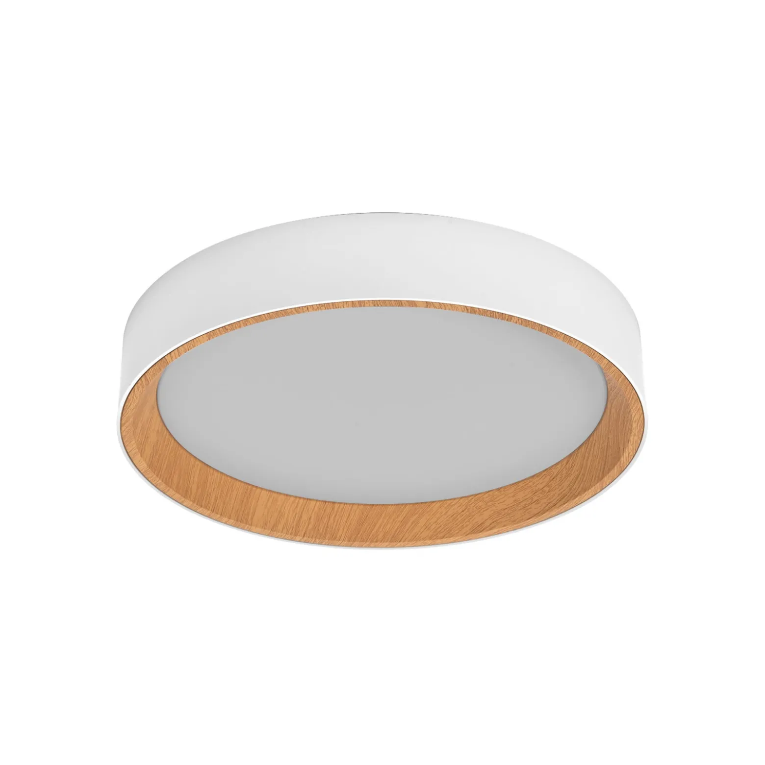 OSRAM LED-kattovalaisin ORBIS LARIOS, valkoinen/puu, halkaisija 29 cm,