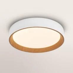 OSRAM LED-kattovalaisin ORBIS LARIOS, valkoinen/puu, halkaisija 29 cm,