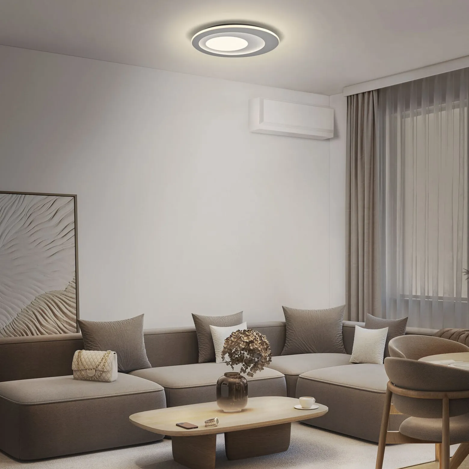OSRAM LED-kattovalaisin ORBIS SPIRAL CENTRAL LIGHT, halkaisija 40 cm, harmaa