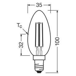 OSRAM LED-kynttilähehkulamppu E14 2,2W 827 EEK A 3-pakkaus
