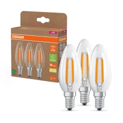 OSRAM LED-kynttilähehkulamppu E14 2,2W 827 EEK A 3-pakkaus