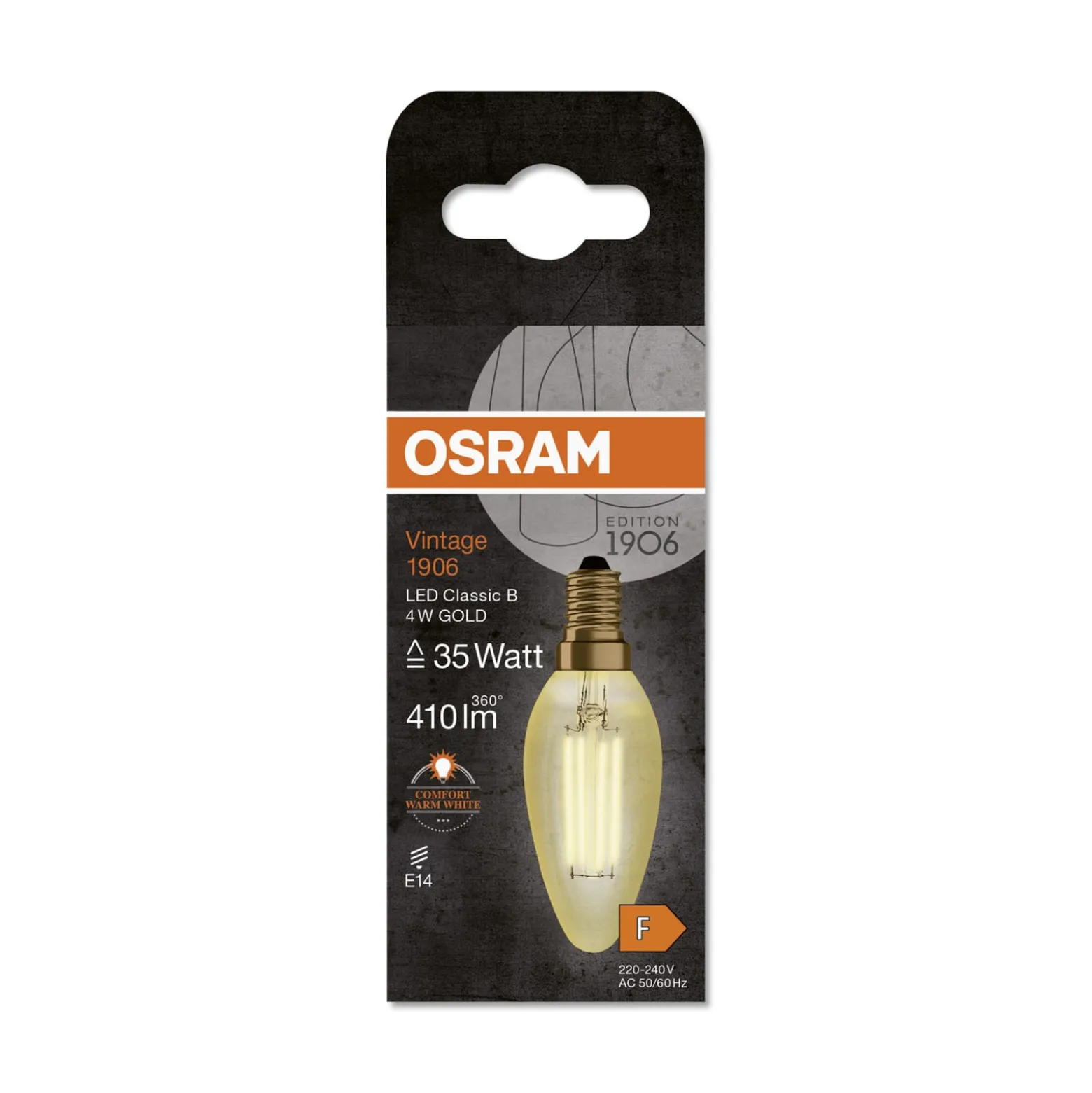 OSRAM LED-kynttilävalaisin Vintage 1906, E14 hehkulanka 4W 824 kultainen