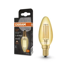 OSRAM LED-kynttilävalaisin Vintage 1906, E14 hehkulanka 4W 824 kultainen