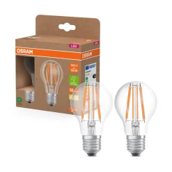OSRAM LED-lamppu E27 7,2W hehkulanka 2700K 1521lm 2-pack 2-pack