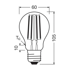 OSRAM LED-lamppu E27 3.8W hehkulanka 2,700K 806lm 2-pack 2-pack