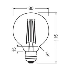 OSRAM LED-lamppu Globe G80 E27 2.2W hehkulanka 2,700K