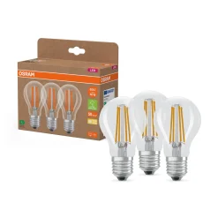 OSRAM LED-lamppu hehkulamppu E27 3.8W 827 EEK A 3-pakkaus
