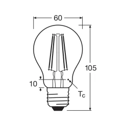 OSRAM LED-lamppu hehkulamppu E27 6.5W 827 4-pakkaus