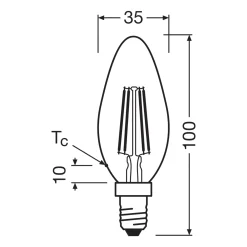 OSRAM LED-lamppu kynttilän hehkulanka E14 1.2W 2700K 255lm