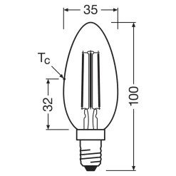 OSRAM LED-lamppu kynttilän hehkulanka E14 2.2W 4000K 470lm