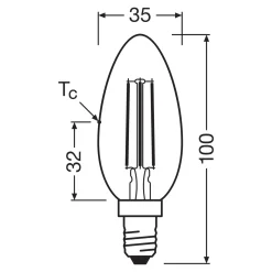 OSRAM LED-lamppu kynttilän hehkulanka E14 2.2W 4000K 470lm