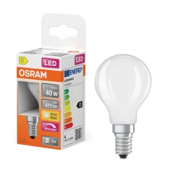 OSRAM LED-lamppu, pisaranmuotoinen, E14, 3,4 W, mattapintainen, 2700 K,