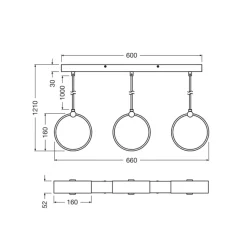 OSRAM LED-riippuvalaisin Decor Circle, 3-lamppuinen, pitkä, CCT, musta