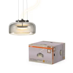 OSRAM LED-riippuvalaisin DECOR GLOW harmaa/musta Ø 38 cm ylös/alas