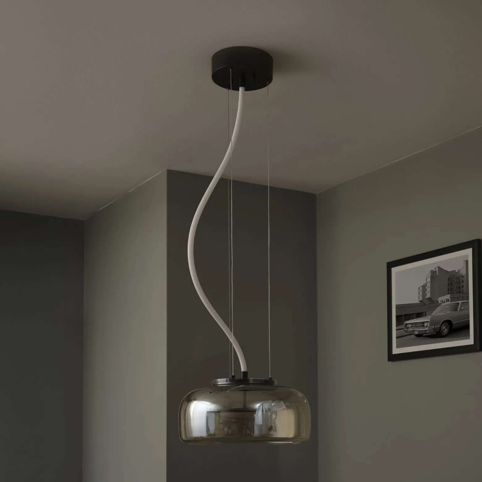 OSRAM LED-riippuvalaisin DECOR GLOW harmaa/musta Ø 38 cm ylös/alas
