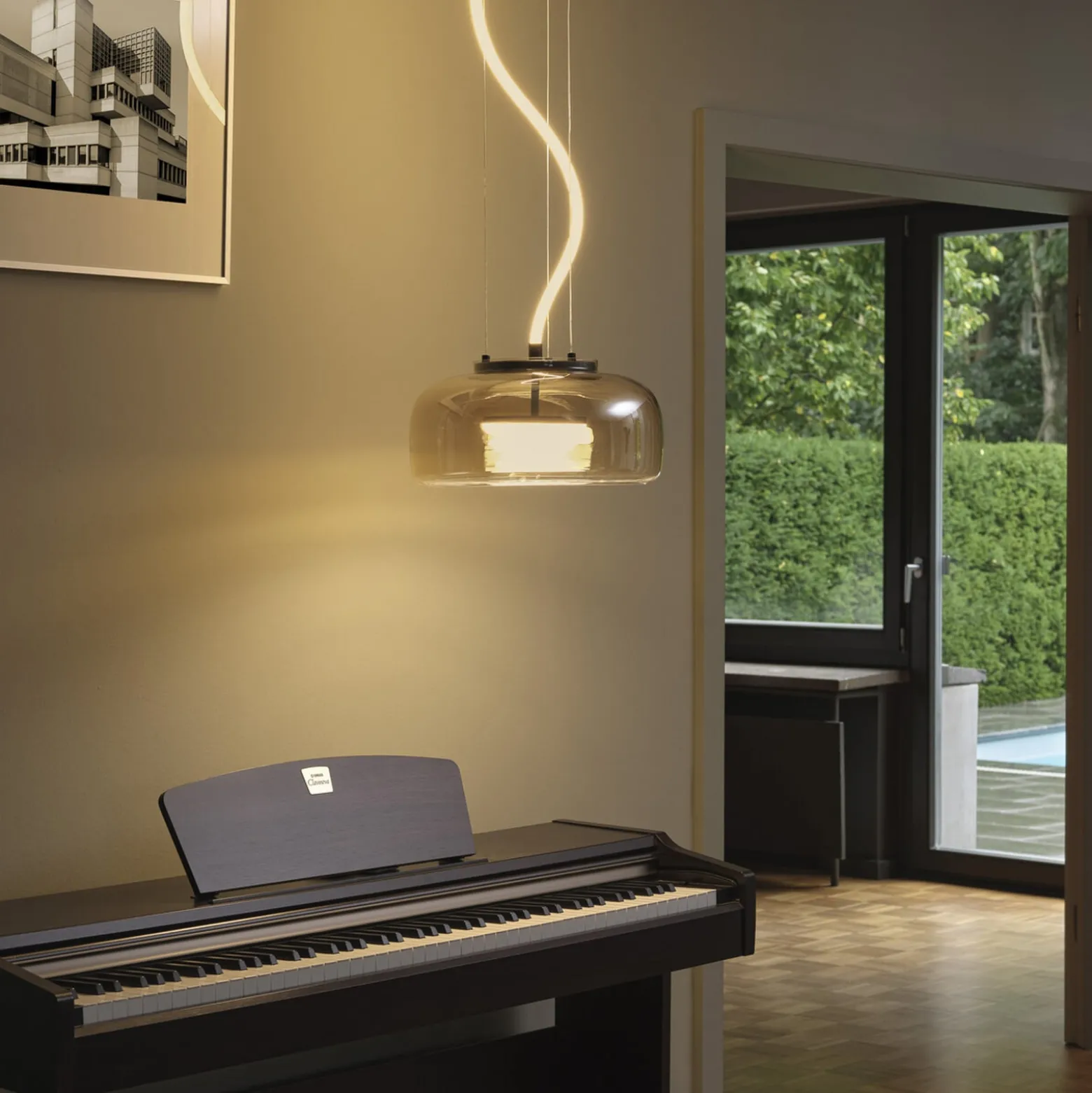 OSRAM LED-riippuvalaisin DECOR GLOW harmaa/musta Ø 38 cm ylös/alas