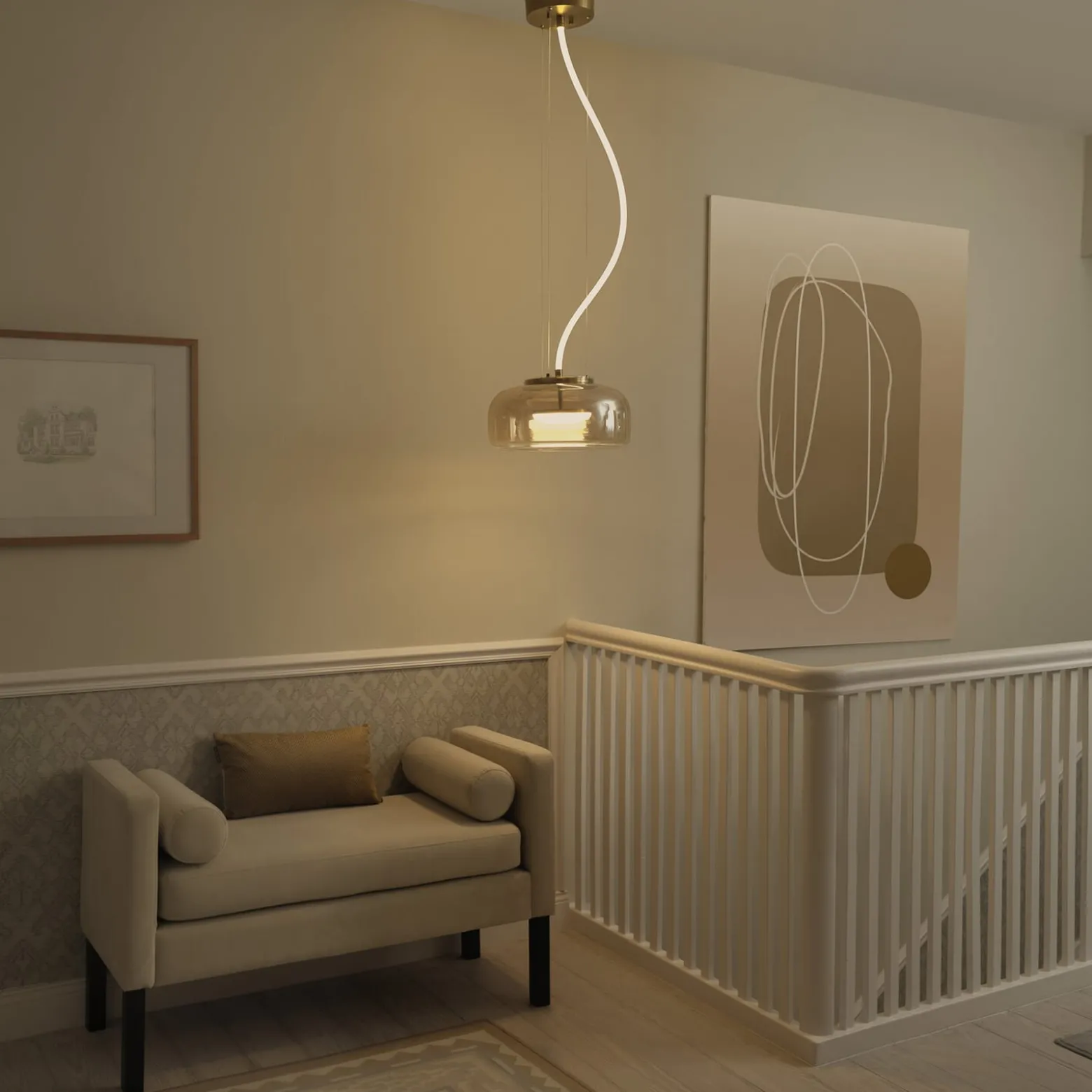 OSRAM LED-riippuvalaisin DECOR GLOW, keltainen/kultainen, Ø 38 cm, valo