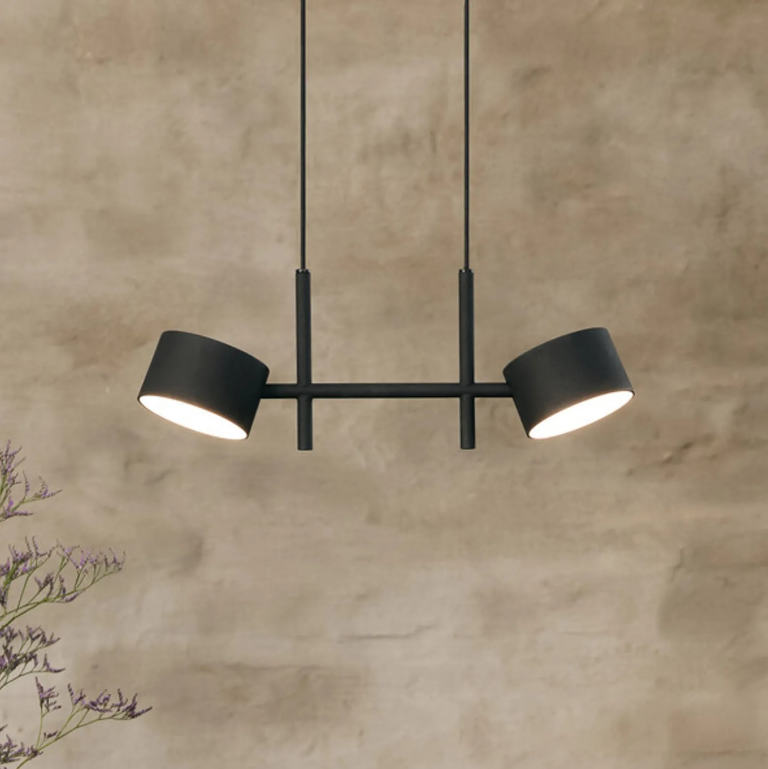 OSRAM LED-riippuvalaisin Decor Kyoto, 2-lamppuinen, musta, himmennettävä