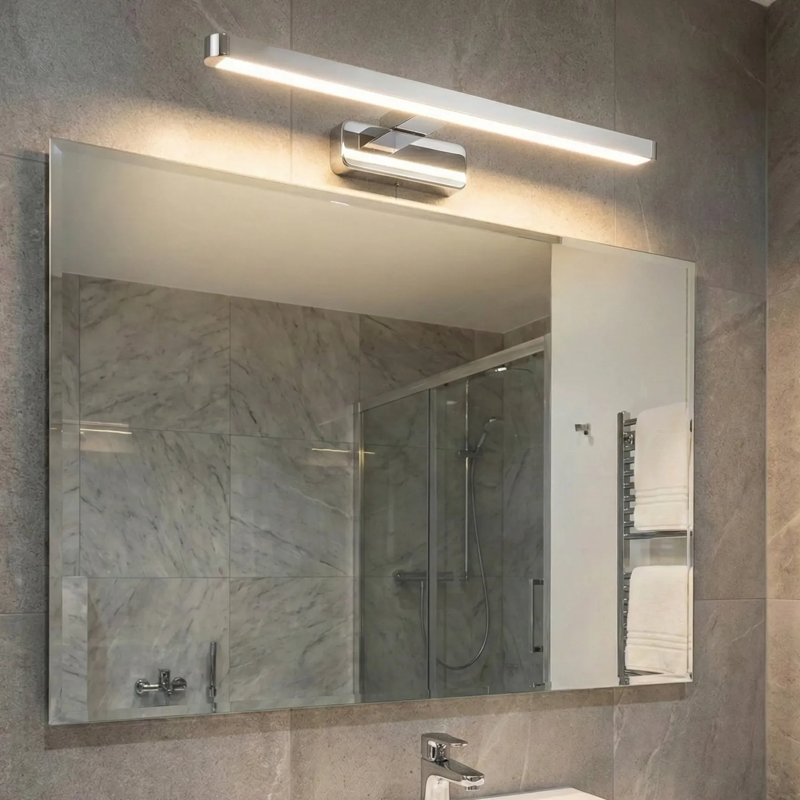 OSRAM LED-seinälamppu ORBIS DISC BAR, kromi, 40 cm, IP44, CCT