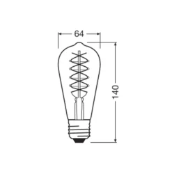 OSRAM LED Vintage 1906 Edison, harmaa, E27, 7,8 W, 818, dim.