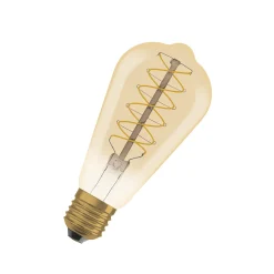 OSRAM LED Vintage 1906 Edison, kultainen, E27, 7 W, 2200 K, himmeä.