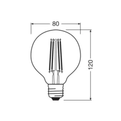 OSRAM LED Vintage 1906, G80, E27, 7,2 W, kultainen, 2400 K, himmeä.
