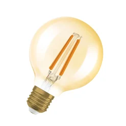 OSRAM LED Vintage 1906, G80, E27, 7,2 W, kultainen, 2400 K, himmeä.