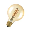 OSRAM LED Vintage 1906, G95, E27, 6,5 W, kultainen, 2400 K, himmeä.