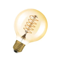 OSRAM LED Vintage 1906, G80, E27, 4,8 W, kultainen, 2200 K, himmeä.
