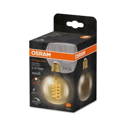 OSRAM LED Vintage 1906, G80, E27, 4,8 W, kultainen, 2200 K, himmeä.