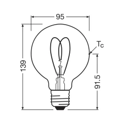 OSRAM LED Vintage G95 E27 4,9W 922 Sydän hehkulamppu kultainen himmeä