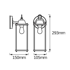 OSRAM:n ulkoseinälamppu ENDURA CLASSIC LANTERN, 29 cm, ruostumaton teräs, IP43