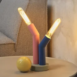 OSRAM pöytävalaisin Decor Straw, 2-lamppuinen, värikäs, teräs, E27