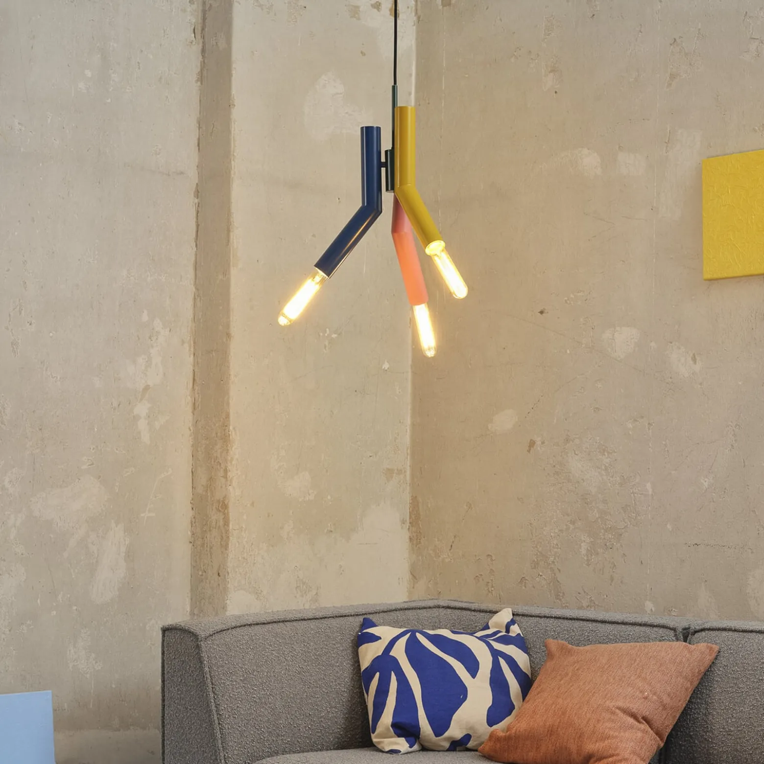 OSRAM riippuvalaisin Decor Straw, 3-lamppuinen, teräs, värikäs, E27