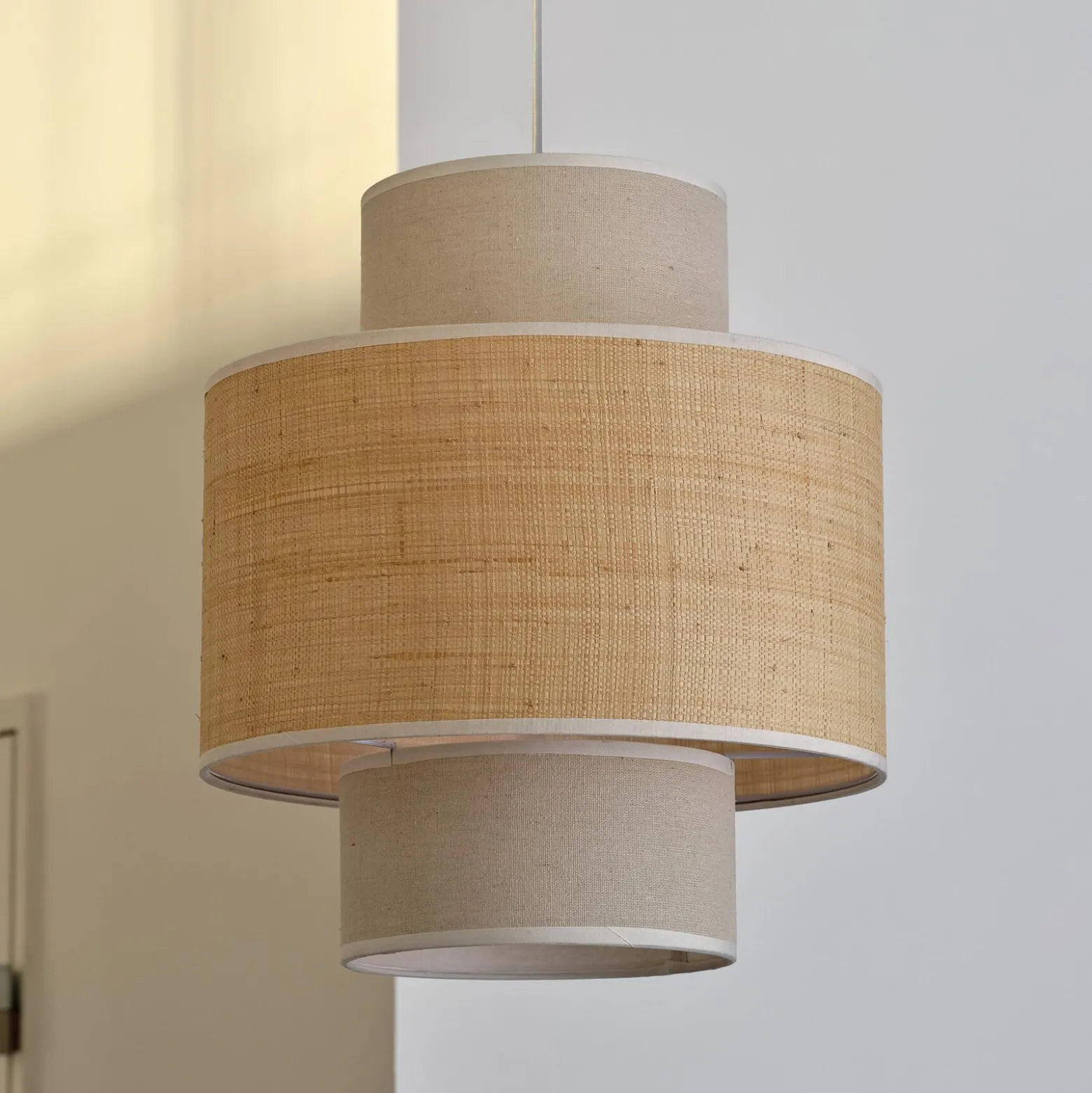 OSRAM riippuvalaisin Decor Wrap Cylinder, beige, rami, pellava