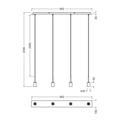 OSRAM riippuvalo Decor Needle Linear, harmaa, teräs, 4-lamppuinen E27