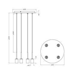 OSRAM riippuvalo Decor Needle Plate, harmaa, teräs, 4-lamppuinen, E27