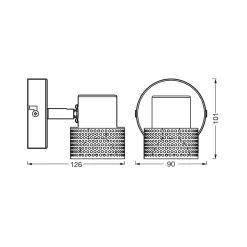 OSRAM seinäkohdevalaisin CORK, musta, 1 spotti, GU10-LED 927 himmennettävä