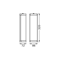 OSRAM seinälamppu BATHROOM, kromi, pituus 32 cm, metalli/lasi, IP44