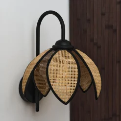 OSRAM seinävalaisin Decor Rattan Lotus, beige/musta, E27
