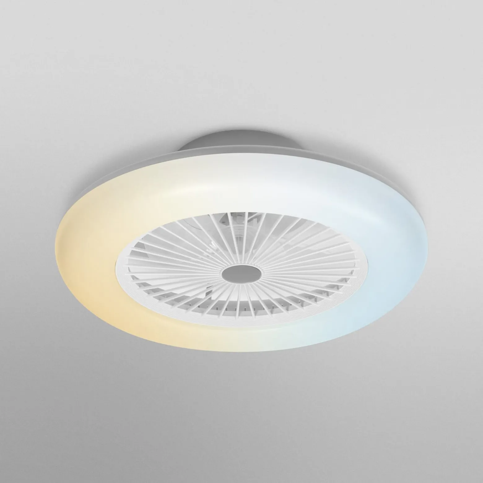 OSRAM SMART+ WiFi LED-kattotuuletin ROUND valkoinen hiljainen 55 cm