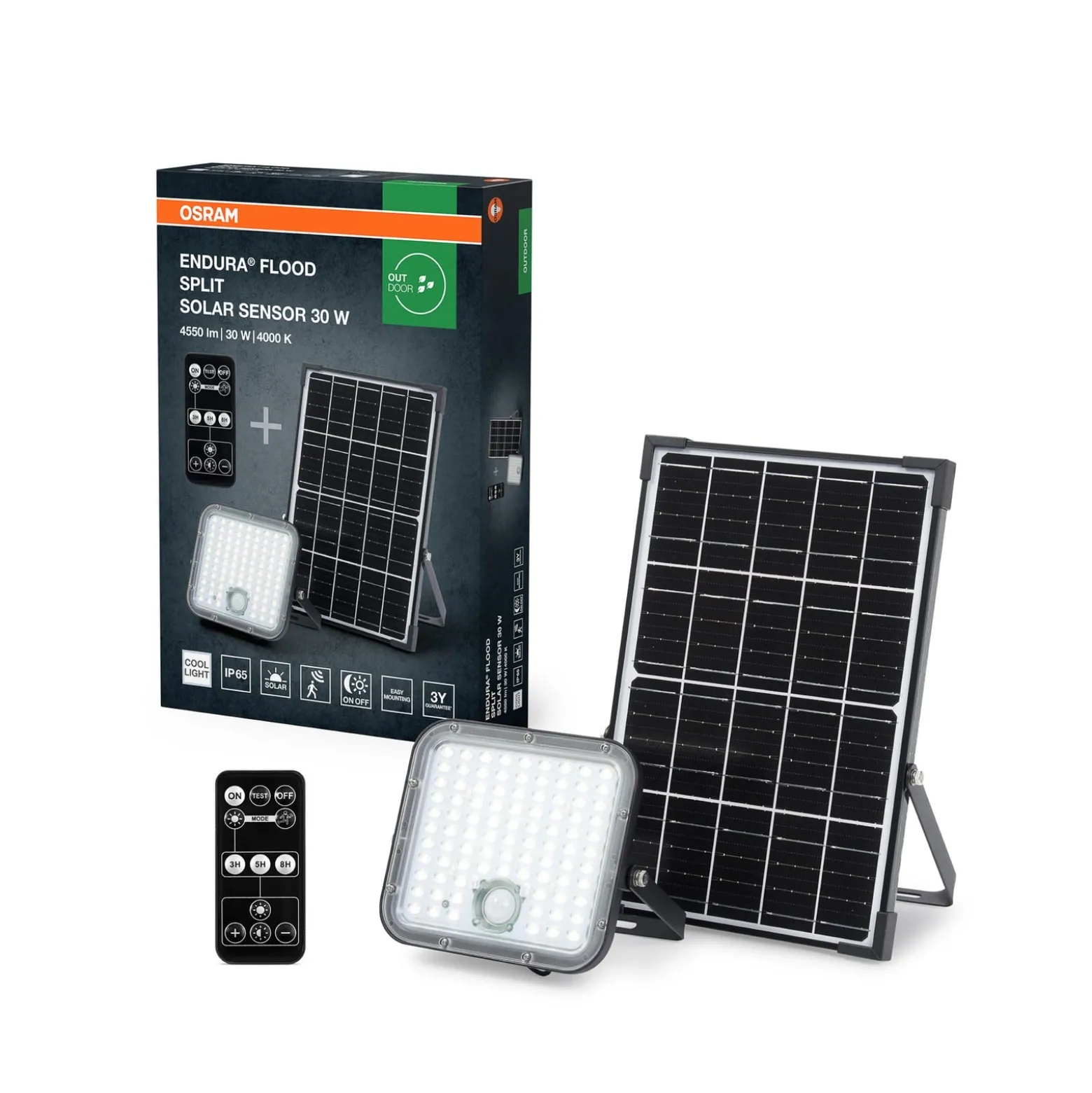 OSRAM Solar kohdevalaisin ENDURA, 30 W, anturi, 4 000 K IP65