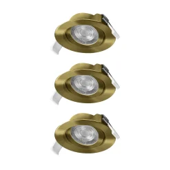 OSRAM upotettava LED-kohdevalaisin (3 kpl), 2 700 K, 36°, messinki, Ø 9 cm