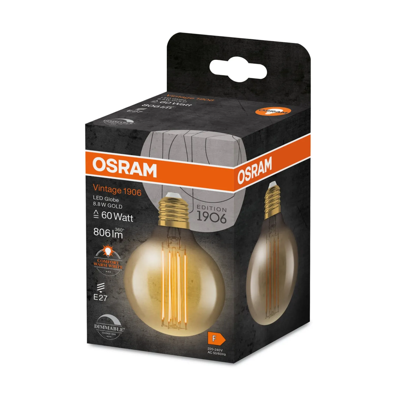 OSRAM Vintage 1906 E27 8,8W LED G80 822 dim gold