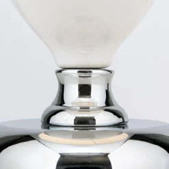 Ovum pöytävalaisin, valkoinen/kromi, korkeus 48 cm, keramiikka/sintti