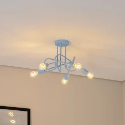 Oxford kattovalaisin, vaaleansininen, Ø 47 cm, metalli, 5-lamppuinen